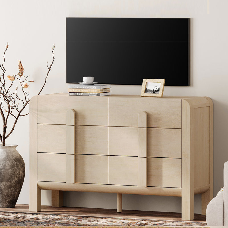 Meuble télé 6 tiroirs Adora Modern, Beige