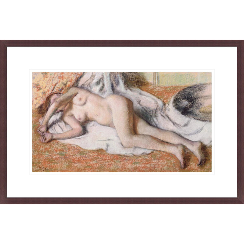 «After the Bath or Inclining Nude» par Edgar Degas, impression giclée encadrée, H 14,68 po x l 21,75 po