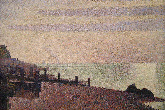 « evening honfleur » par georges seurat-impression, H 28 po x l 42 po x P 1,5 po