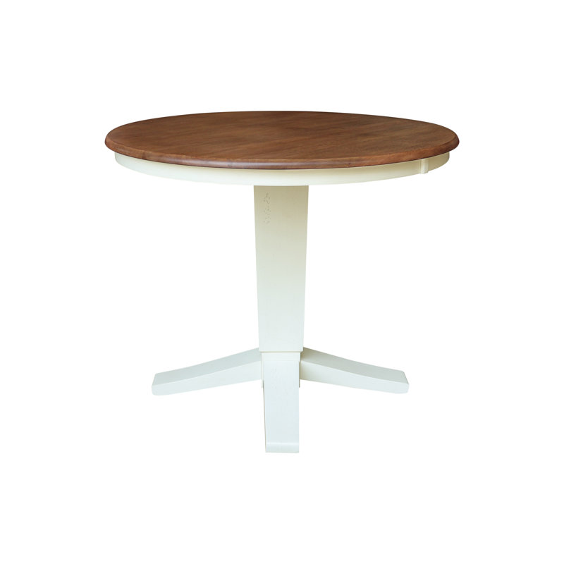 Table de salle à manger Grachan Ronund, H 29,9 po x L 36 po x l 36 po, Noyer blanc / écorce