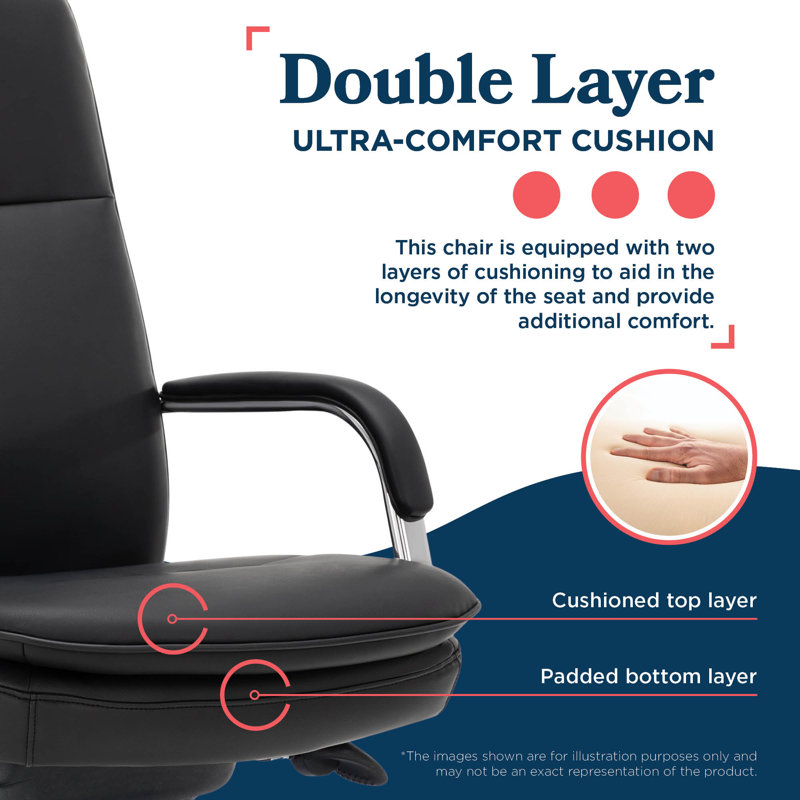 Opus Leather Swivel Executive Office Chair, Black, Chrome
