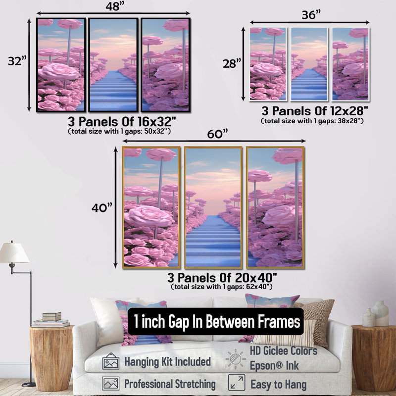 Norwell - Roses Wall Art Set, Gold Floater Framed, 28" H x 36" W x 1" D