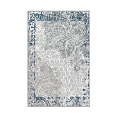 Luxurious Woven Carpet 5.2 x 7.5 ft, 100% Polyester, 0.4 in Pile Height | Antibacterial, Non-Slip PVC Dot Underside, Machine Washable | Elegant 3D Digital Print Design, Perfect for Living Room & Bedroom Décor