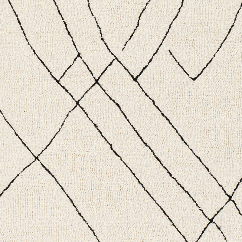 Handmade Black and Cream Wool Tufted 5' x 7' Rug