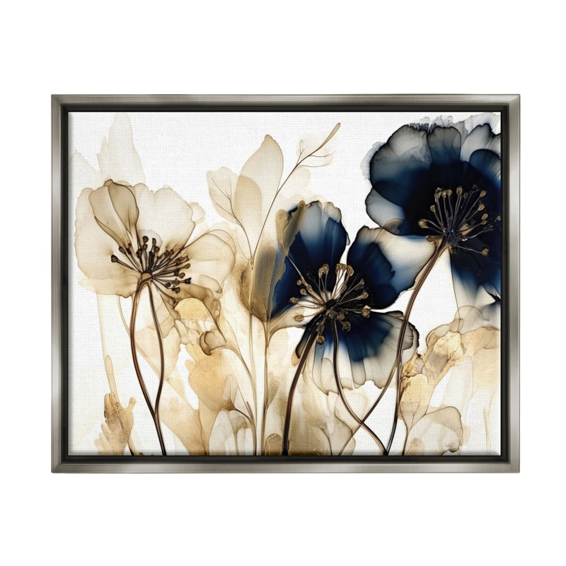 Marine et fleurs dorées sur toile, impression, Estampe numérique Farmhouse, H 11 po x l 14 po x P 1,5 po
