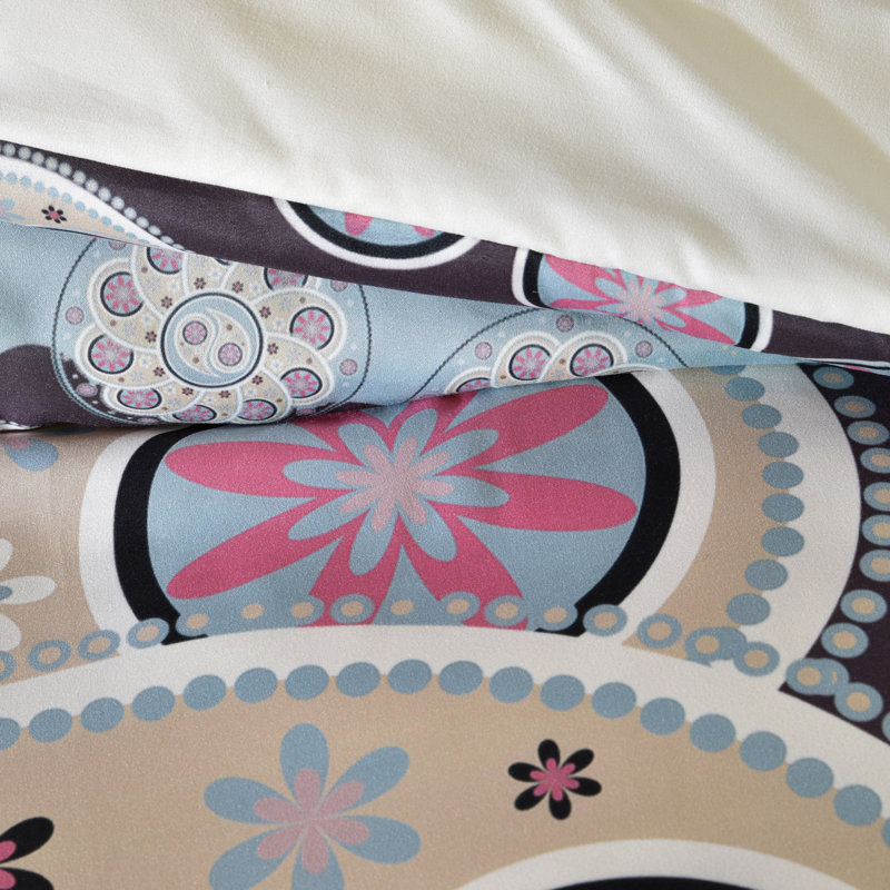 Ensemble de housse de couette géométrique à motif floral, Housse de couette simple / simple TG et 1 taie dé