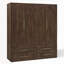 Armoire-penderie moderne en bois massif, 4 portes, 4 tiroirs, garde-robe et étagères, chêne brun foncé-383996574