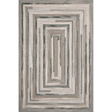 Concentric Geometric Handmade Tufted Wool Gray Area Rug