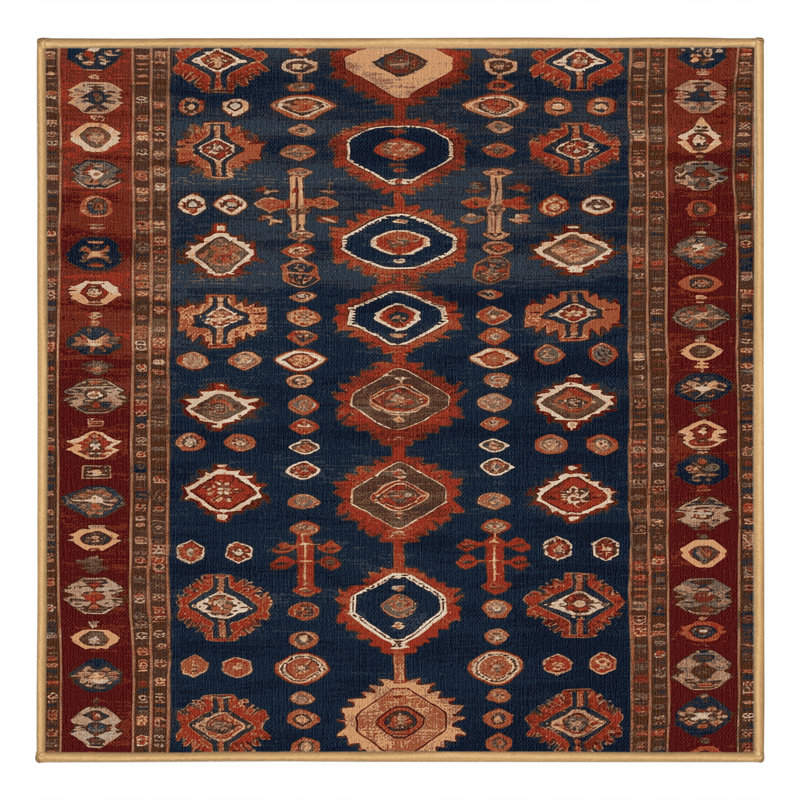 Machine Washable Turkish Brown Area Rug, Square 7'