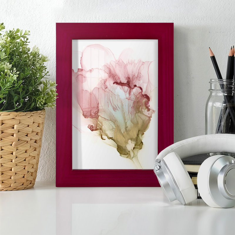 «Abinabi Flowering Pink I», impression encadrée sur papier, Rouge, H 6 po x l 4 po x P 1 po