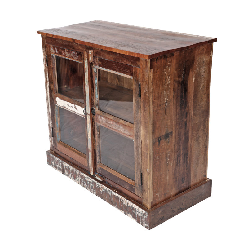 Armoire avec porte en verre antique