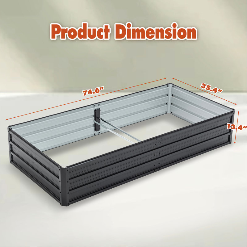 6X3x1 Ft, Galvanized Metal, Raised Garden Bed, Black, Outdoor, Planter, Various Plants, Safe And Stable, Corner Guards Bed Metal Outdoor Planter For Herbs Vegetables, Easy Installation With Spare