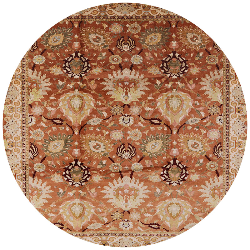 Tapis beige / rouille Saturient, Rond 4 pi