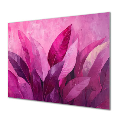 Magenta Leaves Blosoom II - Leaves Metal Wall Decor, Traditional Metal Art Print