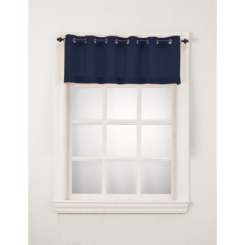 Sauel Textured Semi-Sheer Kitchen Window Valance, Navy