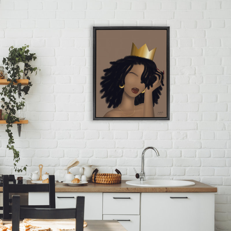 Cadre flottant Reina avec couronne, design par Sierra Siler, Cadre flottant noir de jais, H 21 po x l 17 po