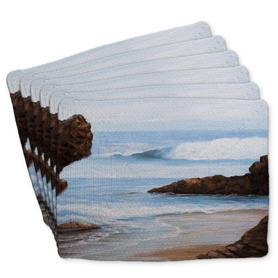 Braided Polyester Placemats Set of 6 - Rocks and Seaside Decor