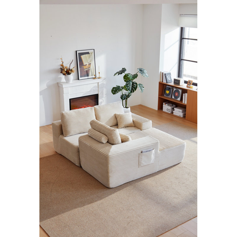 Canapé modulaire Boneless avec poches latérales, Beige, Face à la gauche