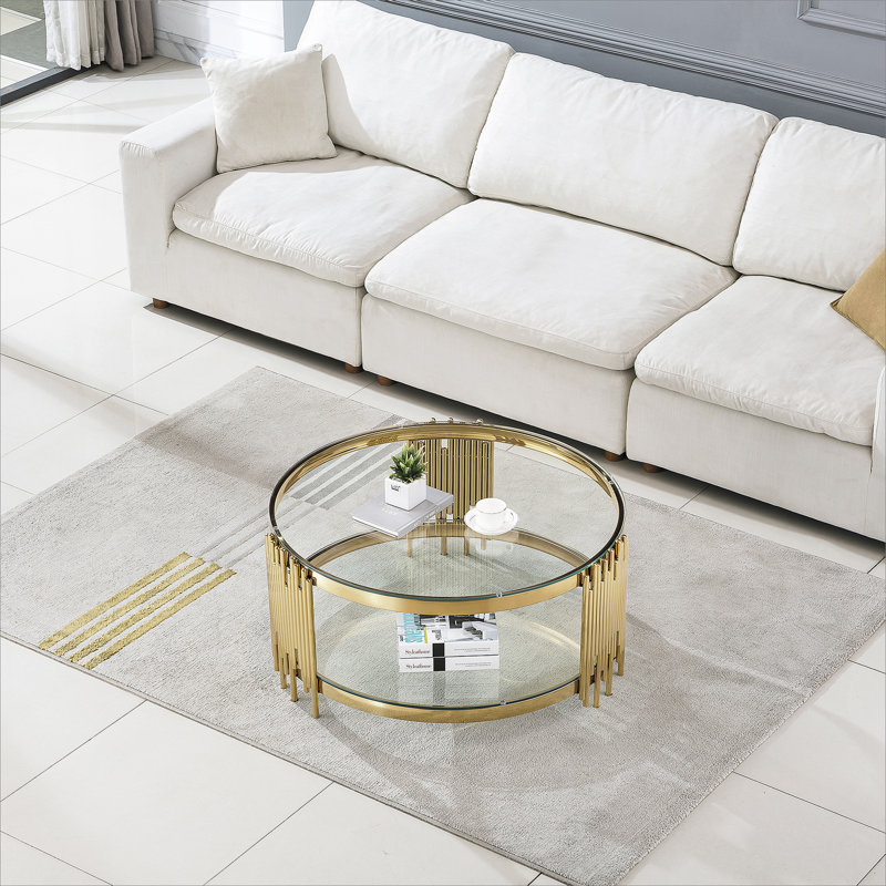 Table basse à structure en métal, table d'appoint de conception moderne, table de style moderne pour l'intérieur, Clair, Doré