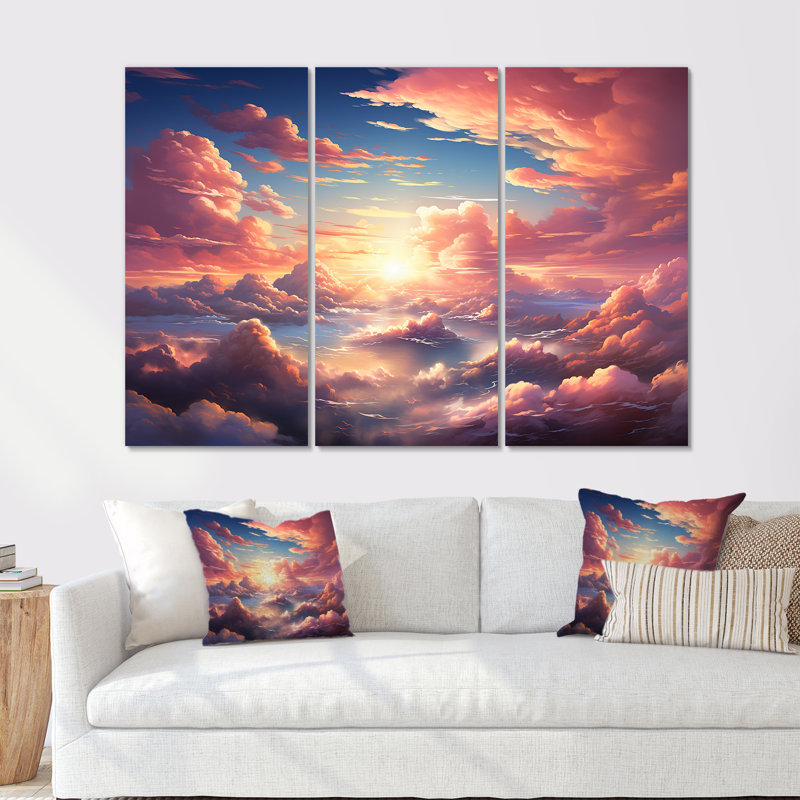 Kawaii Landscape Clouds II - Clouds Wall Art Set, Wrapped Canvas, 40" H x 60" W x 1" D