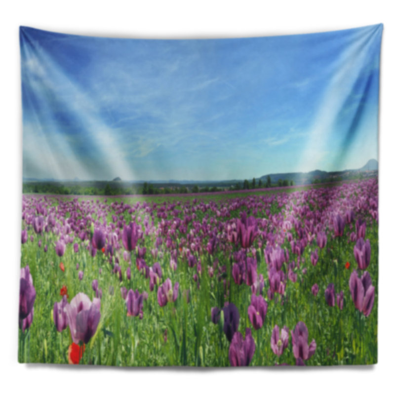 Tapisserie mauve à motif de coquelicots, H 32 po x l 39 po