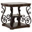 Ensemble de table basse et de table de bout 3 pièces Arrize Merlot avec pieds à volutes ornés et finition foncée-133665101