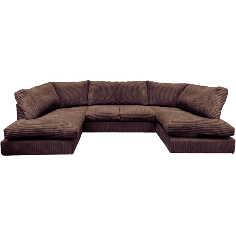 7 Seater Corduroy Corner Sofa, Brown