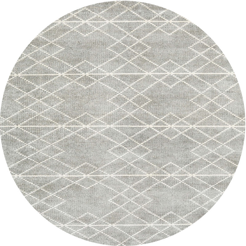 Tapis contemporain gris, Rond 3 pi