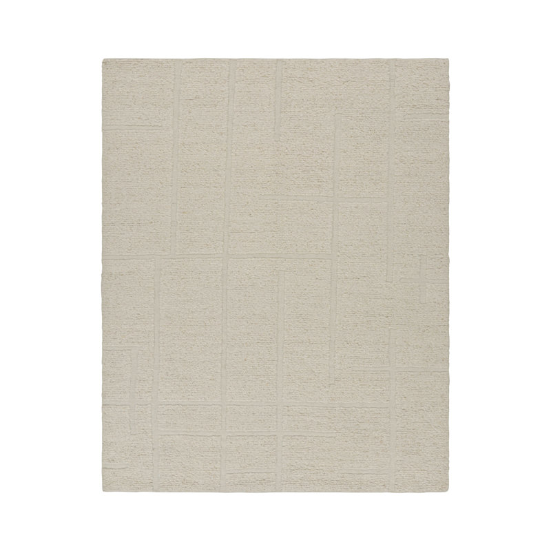 Handmade Oushak Wool Geometric Area Rug, Rectangle 10' x 14'