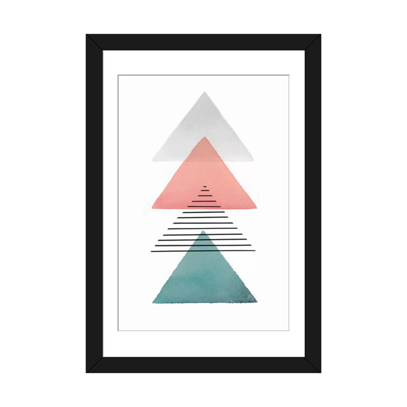 « triangulaire ii », art sur toile, H 24 po x l 16 po x P 1 po, Papier d'art encadré noir, Blanc