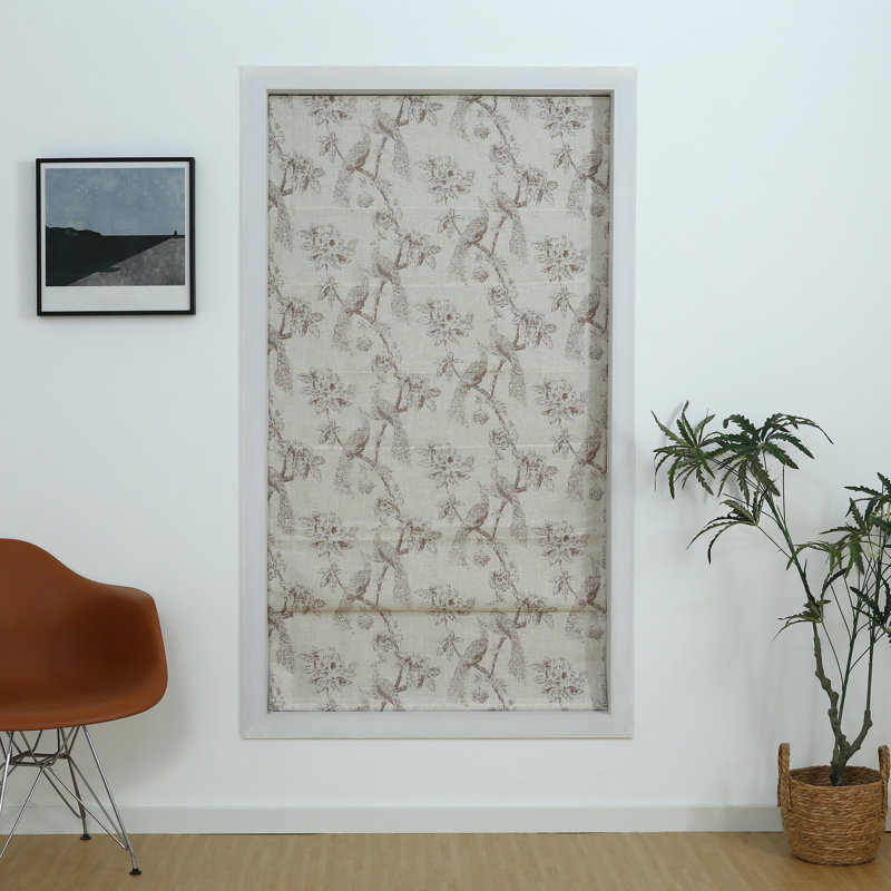 Mélange de lin ombre romaine 100% occultant à motif paon, L 34 po x H 64 po