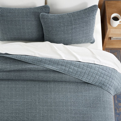 Ensemble de courtepointe 100% coton gaufré Stonewashed