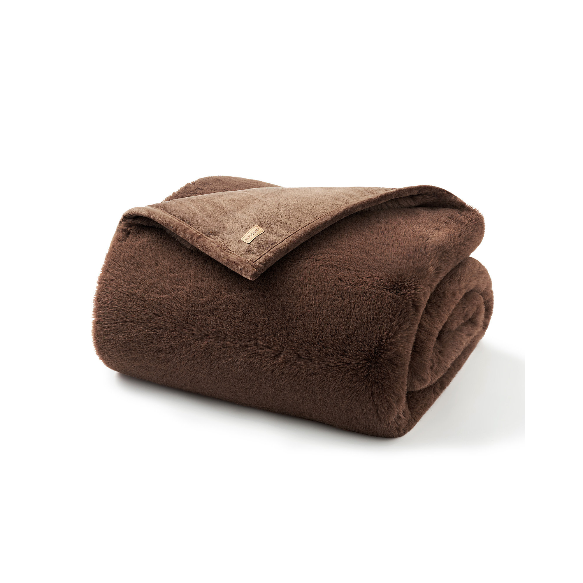 Luxury Soft Faux Chinchilla Fur Throw Blanket 1220GSM, Chestnut Mink, 60" L x 50" W