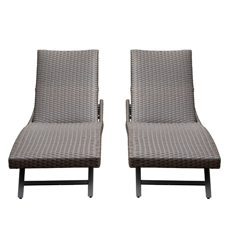 Chaise longue d'extérieur en osier 2 pièces