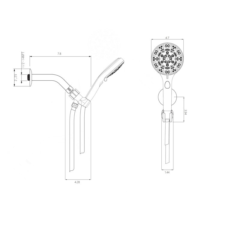Douche à main multi-fonctions réglable - Douche à main 8 fonctions, nickel brossé