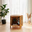 Table basse ronde 19,7 pouces avec plateau rotatif, décor en rotin et rangement caché, brun chaud