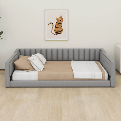 Lit de jour rembourré avec poche de rangement latérale, canapé-lit en velours luxueux avec dossier et accoudoirs