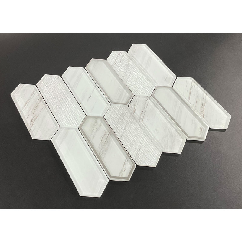 Glass Mosaic Wall Tile, Gray Mist & Silver Glazed