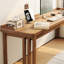 Bureau en bois massif en L de couleur noyer clair avec 3 tiroirs-90081307-90081311
