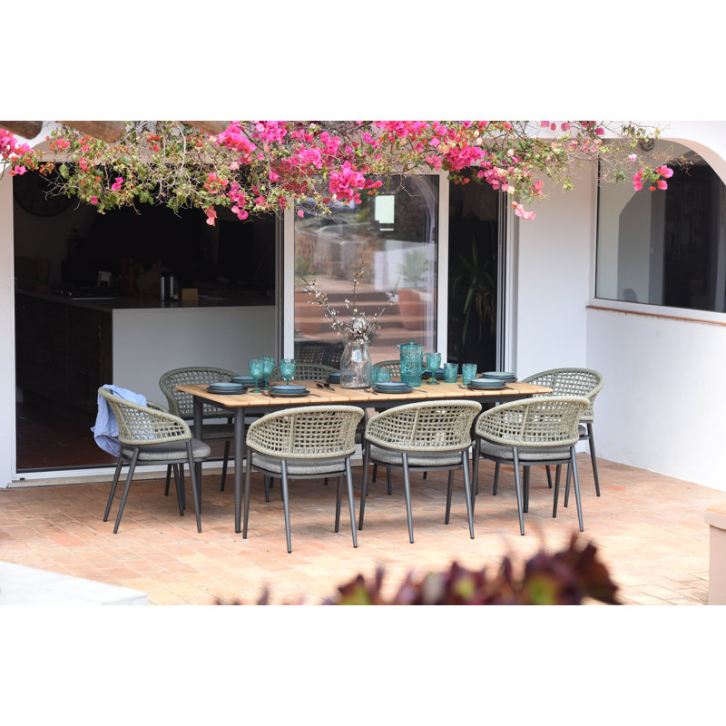 Kiera 8 Seat Rectangular Dining Set in Khaki