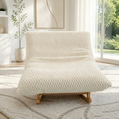 Fauteuil à billes à bascule pour adultes avec structure en bois massif, canapé paresseux sans accents, canapé simple décontracté, tissu en velours côtelé