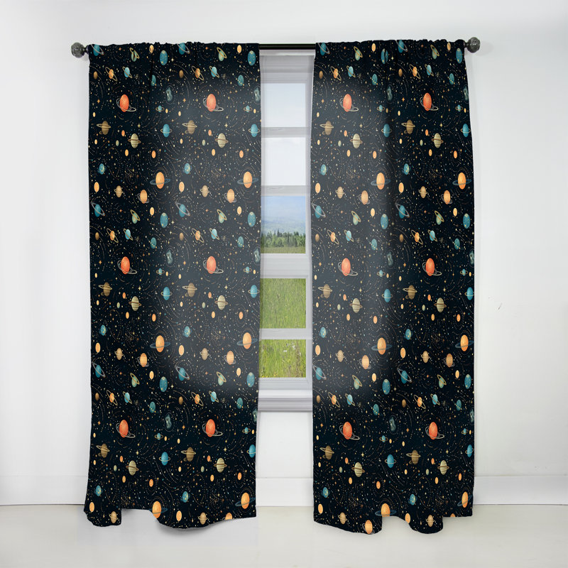Celestial Constellations For Teens I - Rideau obscurcissant géométrique abstrait - 1 panneau, L 52 po x L 84 po