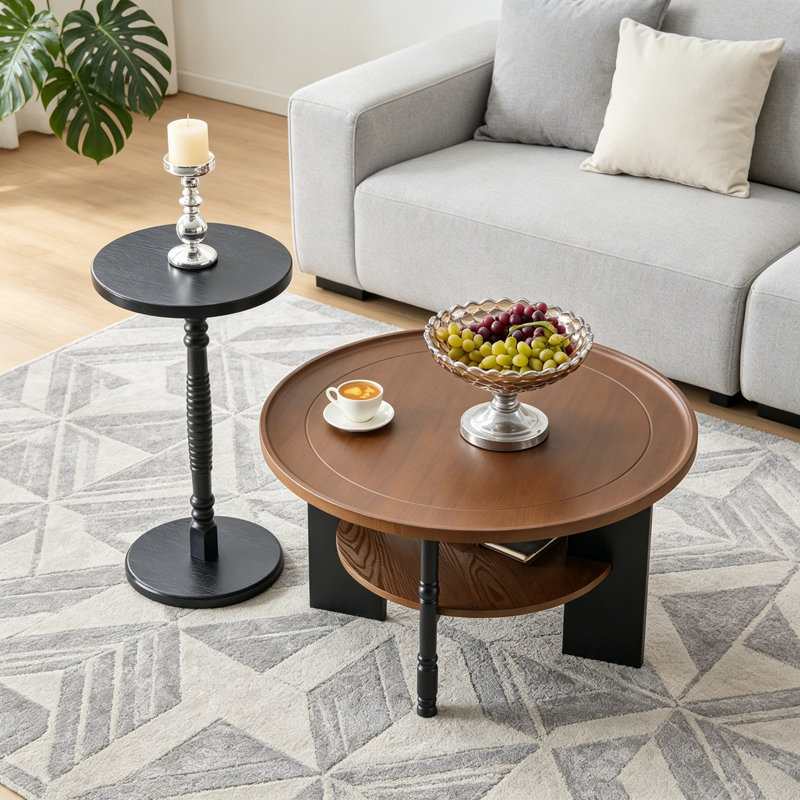 Table basse 2 pièces avec tablette de rangement