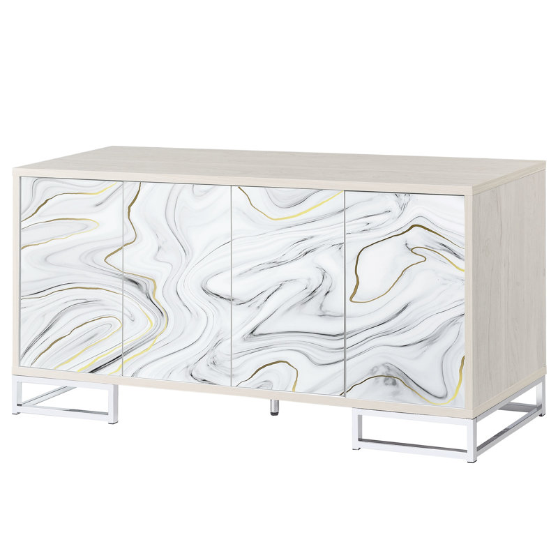 Finition de l'armoire console avec aspect marbre blanc - Rangement polyvalent et rehaussant votre entrée