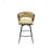 28 Inch Technical Leather Woven Bar Stool Set, 360 Swivel With Back And Footrest, Black Legs, Ideal For Kitchen Island And Bar Areas, Bar Stool-1589632919