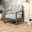 Fauteuil d'appoint gris confortable, bois d'acacia durable, détente extérieure moderne