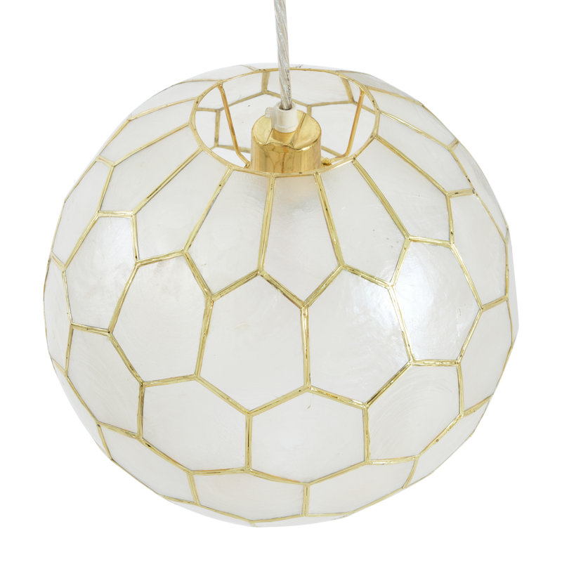 Abbington 1-Light Handcrafted Capiz Shell Globe Pendant, 13" H x 14" W x 14" D, Gold