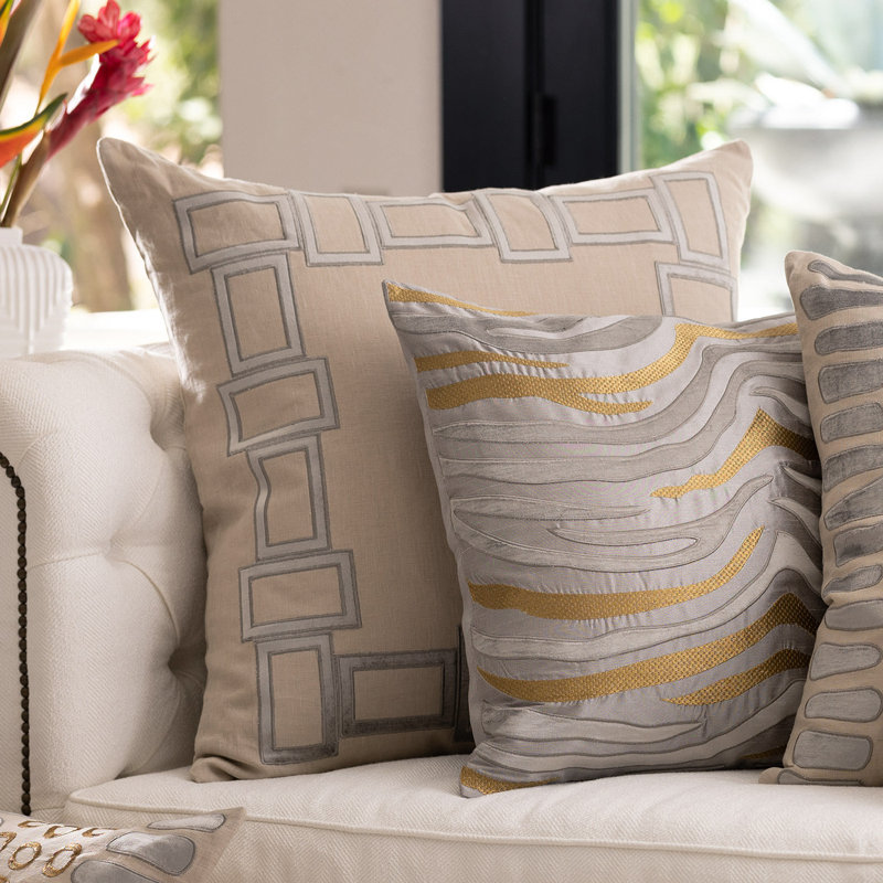 Peru Linen Square Pillow Cover & Insert, Dark Sand/Platinum