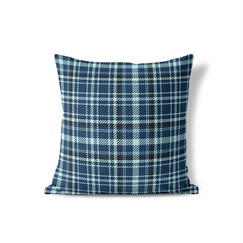 Coussin Rocky Tartan, H 20 po x l 20 po, Marine