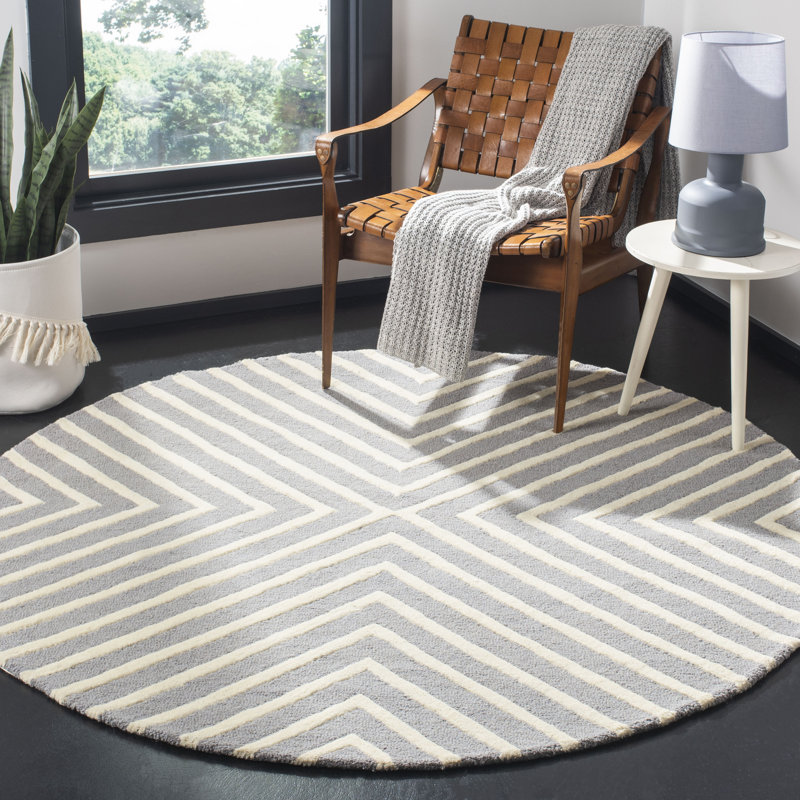 Garibald Hand Tufted Wool Geometric Rug, Round 4'